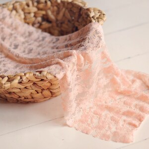 Stretch Lace Wrap Light Peach Newborn Photography Prop Baby Swaddle image 1