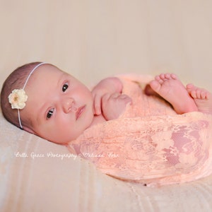 Stretch Lace Wrap Light Peach Newborn Photography Prop Baby Swaddle image 2