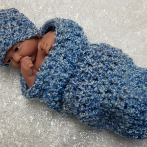 Newborn Cocoon Beanie Hat Set Blue Skies image 5