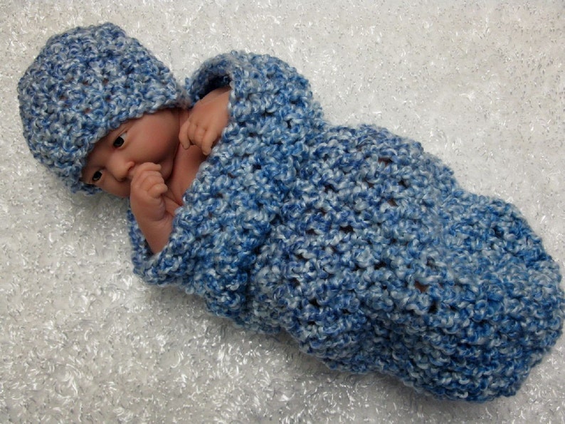 Newborn Cocoon Beanie Hat Set Blue Skies image 5