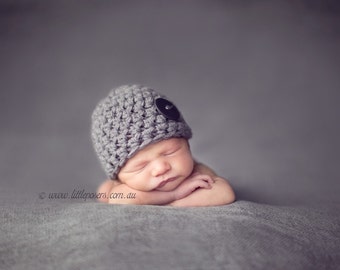 Little Mister Newborn Baby Gray Beanie Hat