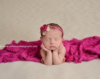 Hot Pink Fuschia Ruffle Stretch Wrap, Newborn Photo Prop, Ruffle Fabric, Newborn Posing Fabric, Baby Stretch Wrap, Newborn Swaddle Blanket