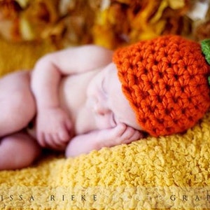 Chunky Pumpkin Orange Newborn Knot Hat 画像 3