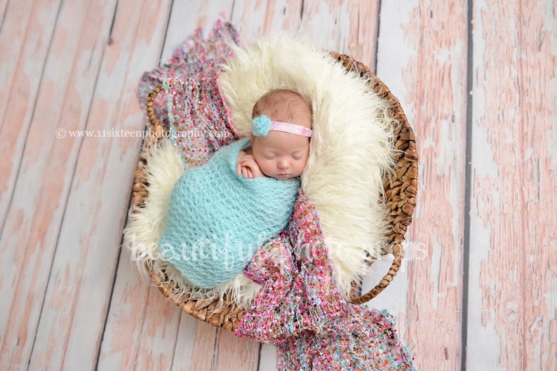 Baby Blue Mohair Knit Wrap Newborn Photography
