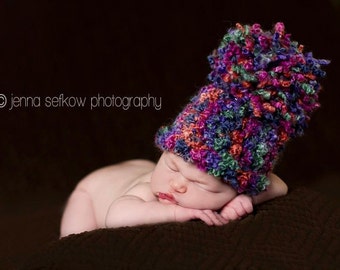 Wild Berries Pom Pom Hat in Pink Purple Orange Teal