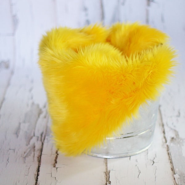 Yellow Mongolian Faux Fur Rug Nest Photography Photo Prop 20x13 Newborn Baby Toddler