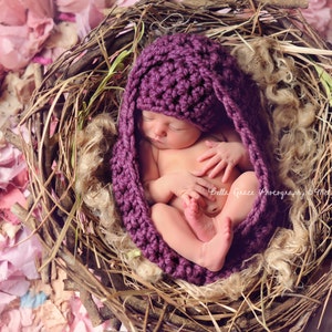 SET Plum Purple Chunky Baby Bowl Newborn Egg and Hat Newborn Photography image 2