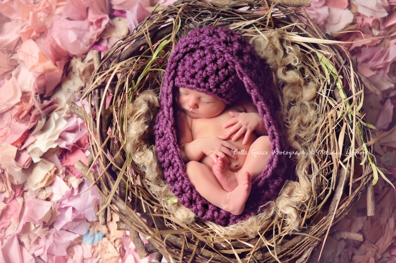 SET Plum Purple Chunky Baby Bowl Newborn Egg and Hat Newborn Photography image 2