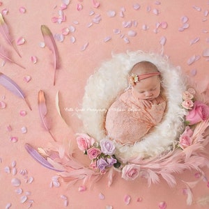 Stretch Lace Wrap Light Peach Newborn Photography Prop Baby Swaddle image 6