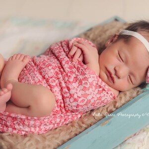 Stretch Lace Wrap Coral and Cream Newborn Photography Prop Baby Swaddle