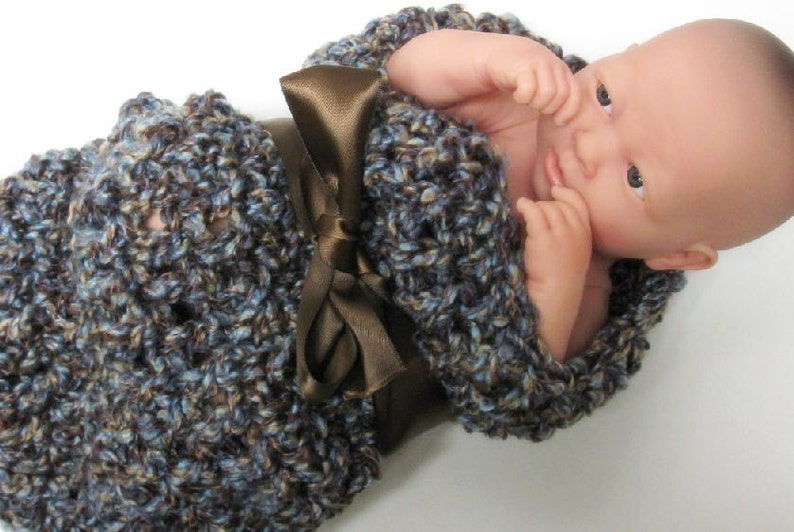 Chunky Newborn Cocoon Browns Blues image 4