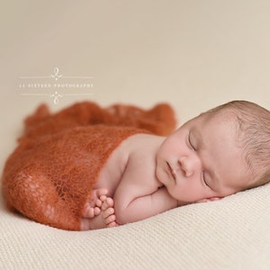Pumpkin Orange Sunflower Mohair Knit Baby Wrap Newborn Photography