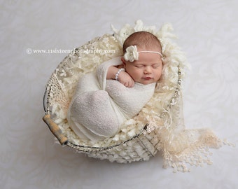 Cream Tassels Lace Baby Wrap Newborn Photography Prop