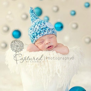 Icicle Blue Newborn Baby Gnome Hat image 2