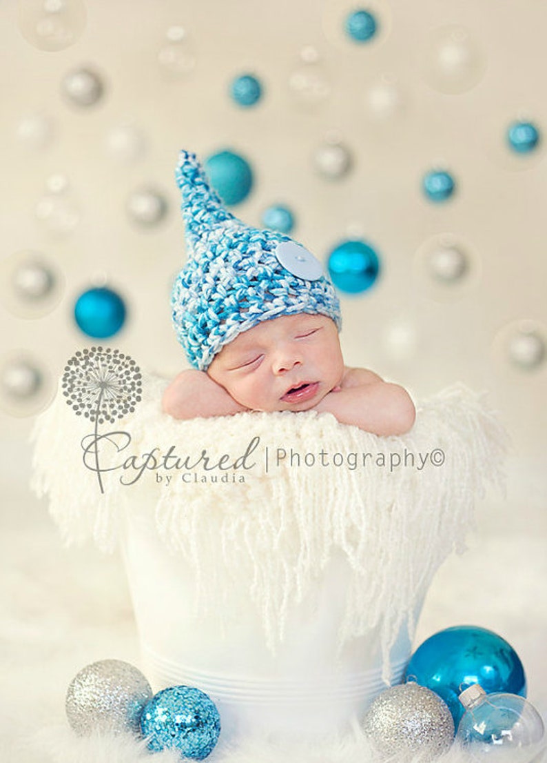 Icicle Blue Newborn Baby Gnome Hat image 2