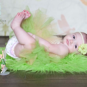 Lime Green Mongolian Faux Fur Rug Nest Photography Photo Prop 27x20 Newborn Baby Toddler Mat Backdrop Floordrop image 3