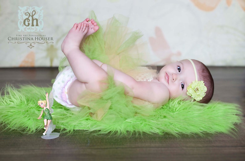 Lime Green Mongolian Faux Fur Rug Nest Photography Photo Prop 27x20 Newborn Baby Toddler Mat Backdrop Floordrop image 3