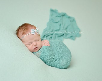 Ocean Blue Stretch Knit Baby Wraps Newborn Photography Prop