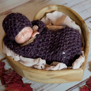 Raisin Purple Newborn Baby Collared Cocoon Photography Prop