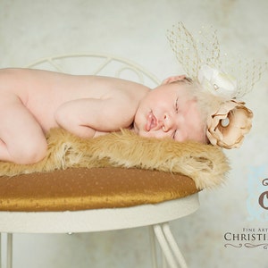 Beige Faux Fur Rug Nest Photography Photo Prop 27x20 Newborn Baby Toddler Mat image 2