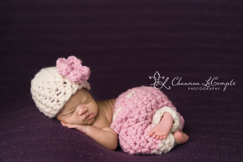 Newborn Pants and Hat Set Pink Cream Newborn Photography Etsy