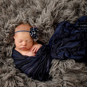 Rüschen Stretch Stoff Wrap Navy Blau Neugeborene Fotografie Requisite Posing Swaddle