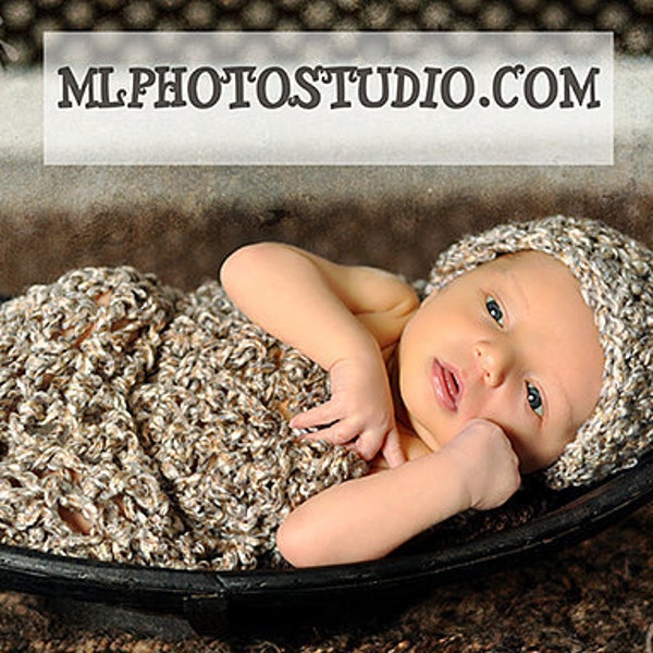 Newborn Cocoon Hat Set in Brown Beige Tan