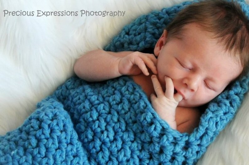 Chunky Newborn Hooded Cocoon in Sky Blue image 4