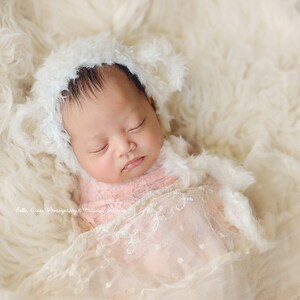 Stretch Lace Wrap Light Peach Newborn Photography Prop Baby Swaddle image 4