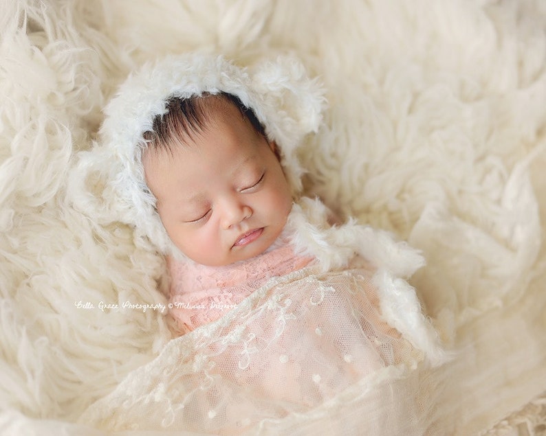 Stretch Lace Wrap Light Peach Newborn Photography Prop Baby Swaddle image 4