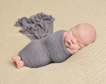 Charcoal Gray Stretch Knit Wrap Newborn Baby Photography Swaddle