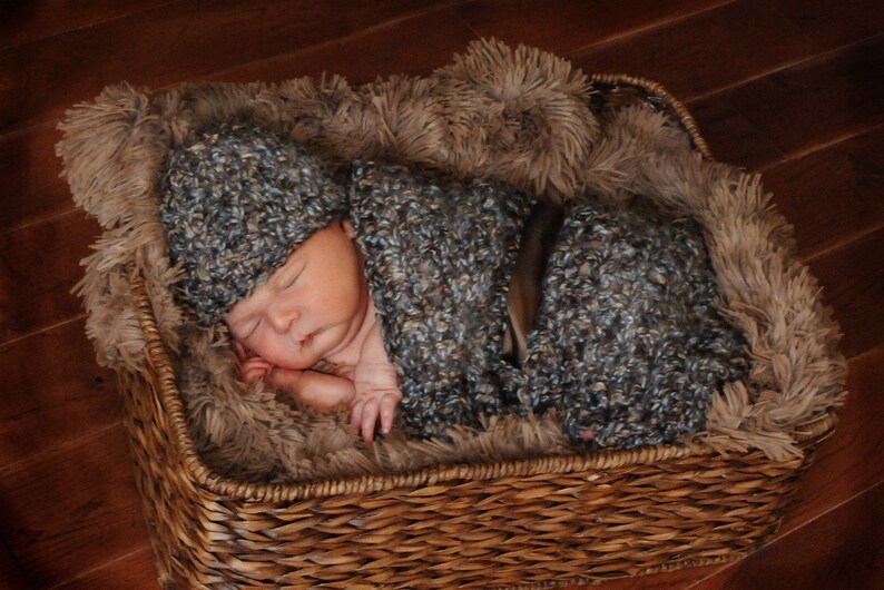 Chunky Newborn Cocoon Browns Blues image 5