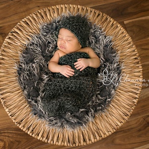Gray Newborn Cocoon and Beanie Hat Set