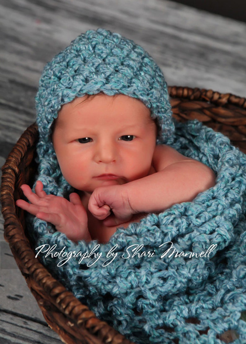 Newborn Cocoon and Hat Set in Sky Blue Etsy