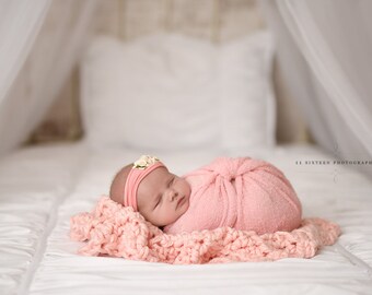Chunky Light Pink Baby Blanket Newborn Photography Prop