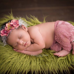 Coperta Per Fotografia Neonati – Verde – Lana – Reversibile – 13x15 Pollici