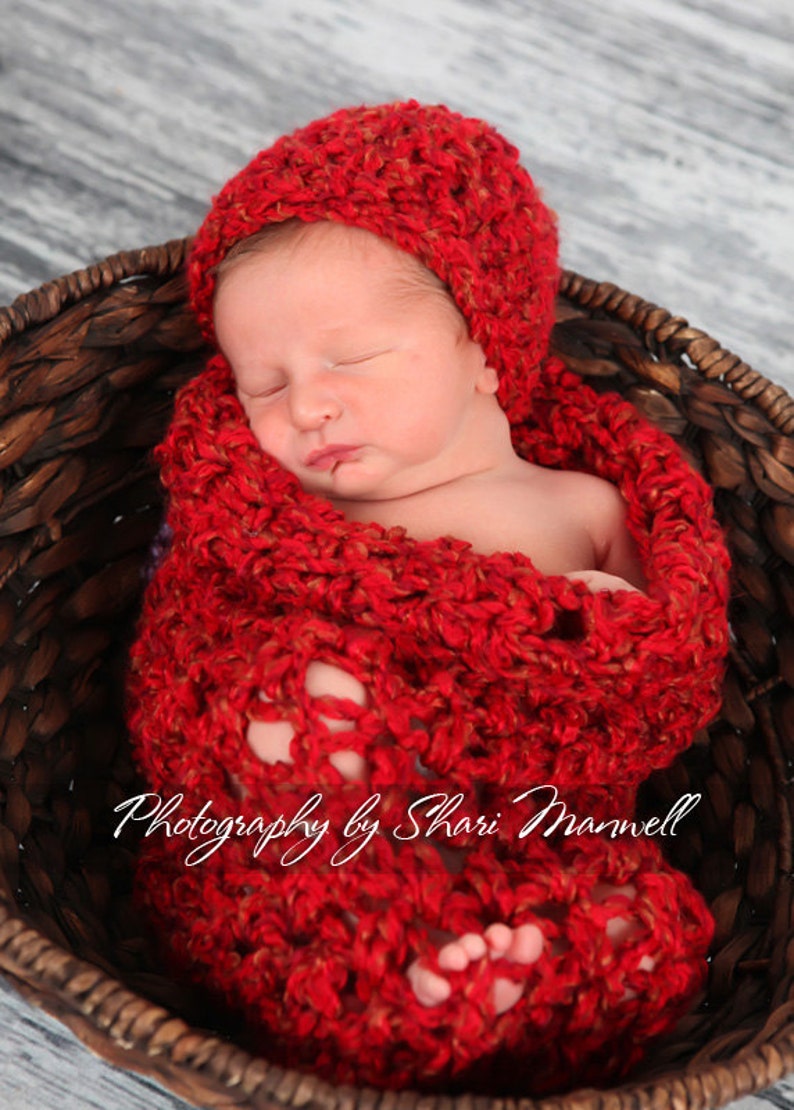 Newborn Baby Cocoon in Red image 2