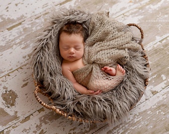 Light Gray Mohair Knit Baby Wrap Newborn Photography