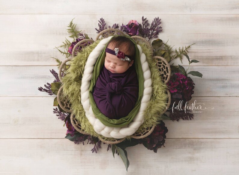 Olive Green Mongolian Faux Fur Rug Nest Photography Photo Prop 30x35 Newborn Baby Toddler image 1