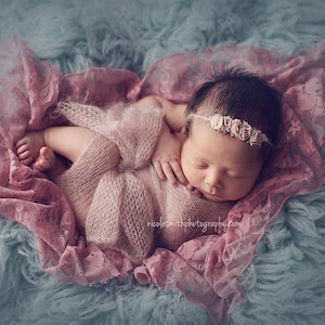 Stretch Spitzen Wrap Pink Carnation Neugeborenen Fotografie Requisite Baby Swaddle
