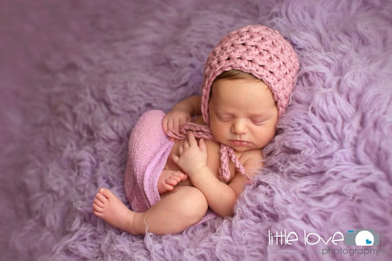Rose Pink Cotton Newborn Baby Bonnet Hat Newborn Photography