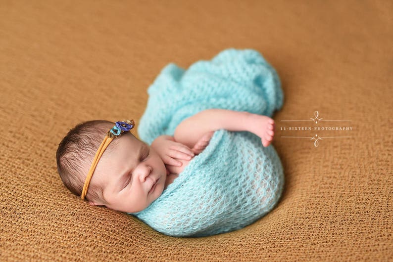Baby Blue Mohair Knit Wrap Newborn Photography