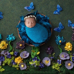 Rüschen Stretch Stoff Wrap Teal Blau Neugeborene Fotografie Requisite Posing Swaddle