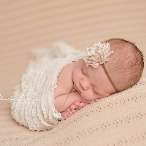 Cream Ruffle Stretch Wrap Newborn Photo Prop Ruffle Wrap Etsy