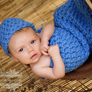 Chunky Newborn Cocoon and Hat Set Sky Blue