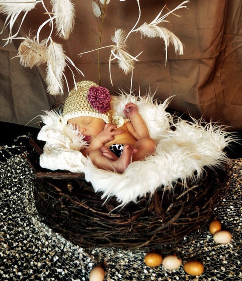 Wood Branch Nest & Olive Faux Fur SET Newborn Photography Props Owl Nest, Bird Nest, Baby Nest, Fur Fabric Layer, Newborn Photo Props image 2