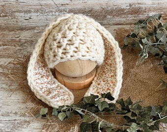 Crochet Cream Baby Bunny Hat: Newborn Easter Photo Prop