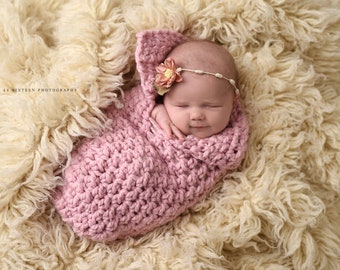Blossom Pink Newborn Baby Collared Cocoon Photography Prop