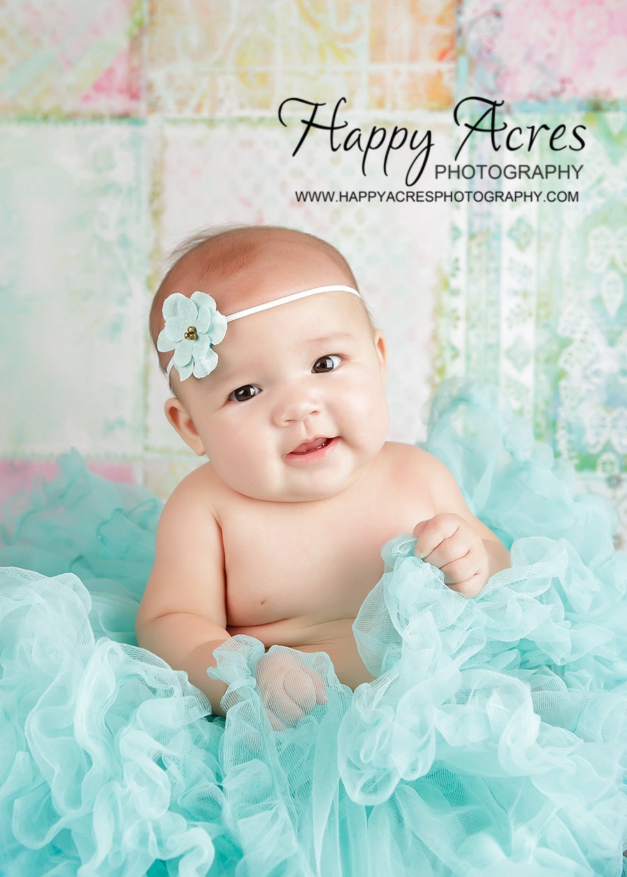 Baby Headband Mint Fabric Flower Bead Newborn Photography Prop | Etsy