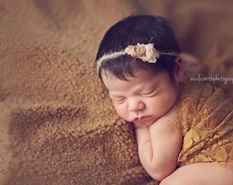 Mustard Stretch Lace Wrap Newborn Photography Prop Baby Swaddle